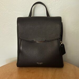 kate spade premium black leather back pack